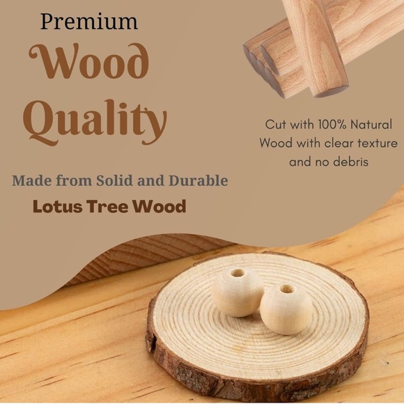 500 Wooden Beads for Crafting 7 Sizes 8MM - 20MM - Picture 2 of 6